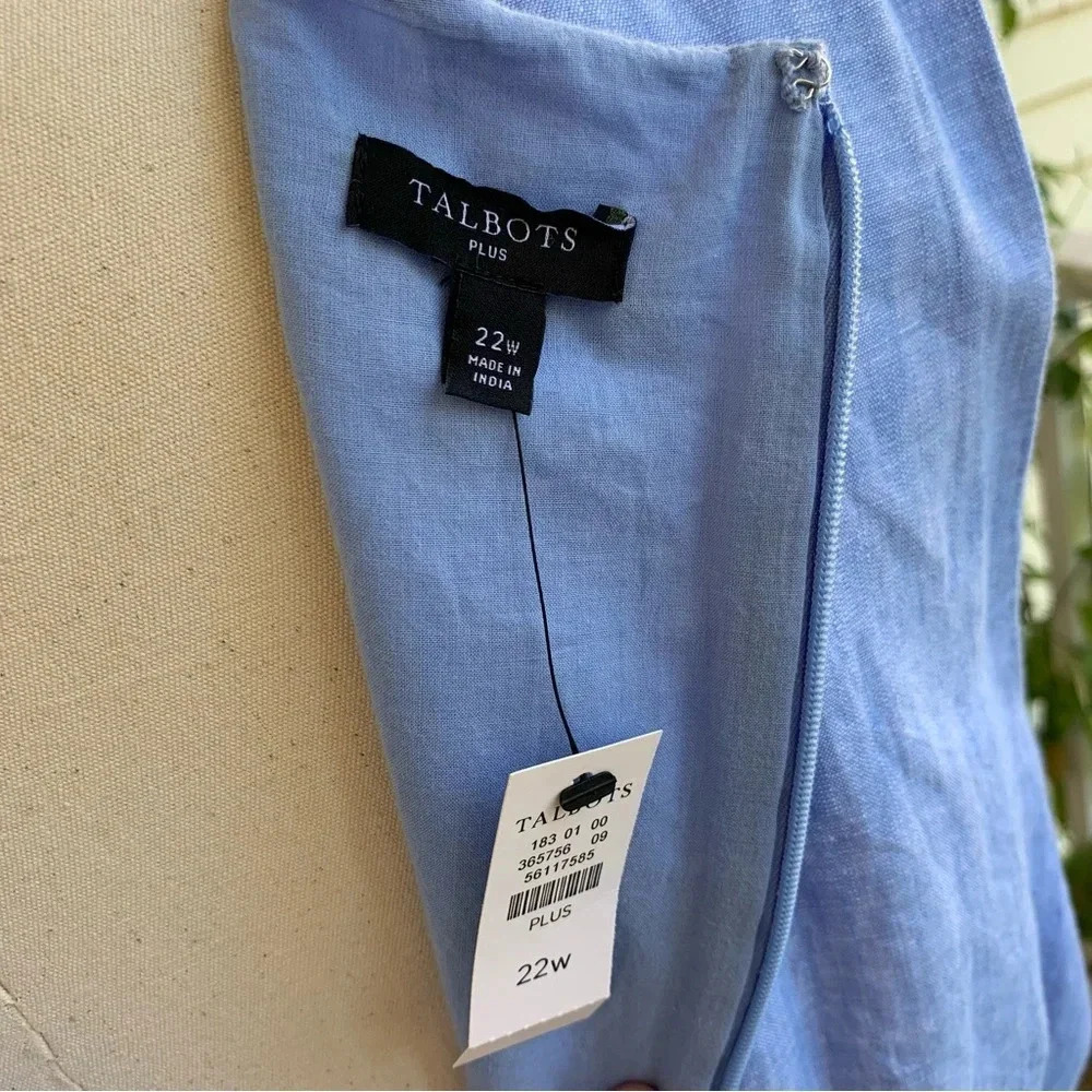 NWT Talbots Embroidered Butterfly Linen Blend Shift Dress Plus Size 22W Blue - Picture 9 of 10